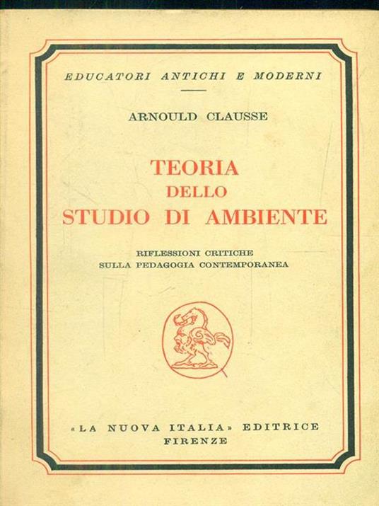 Teoria dello studio di ambiente - Arnould Clausse - copertina