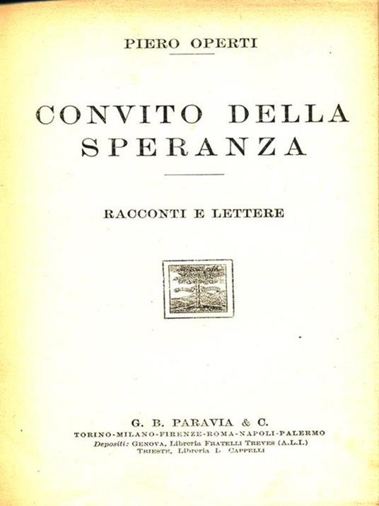 Convito della speranza - Piero Operti - copertina