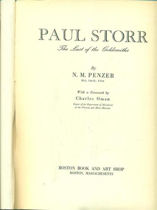 Paul Storr the last of thegoldsmiths - N. M. Penzer - copertina