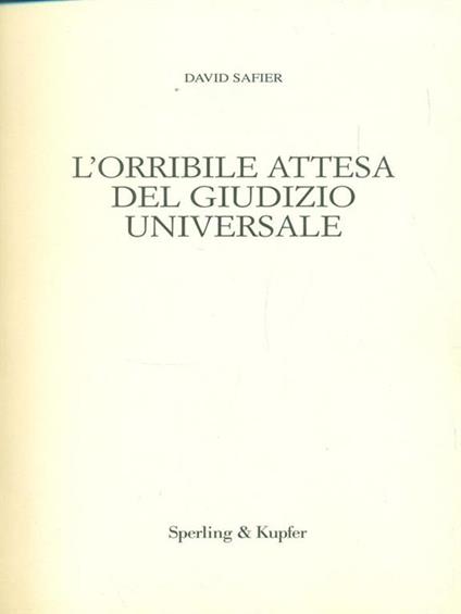 L' orribile attesa del giudizio universale - David Safier - copertina
