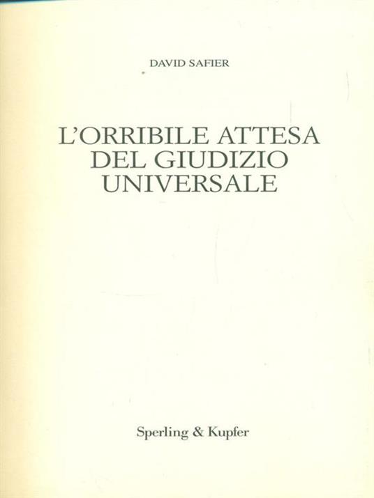 L' orribile attesa del giudizio universale - David Safier - copertina