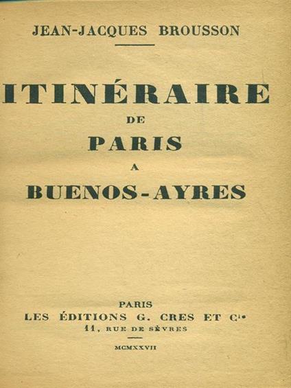 Itineraire de Paris a Buenos-Ayres - copertina