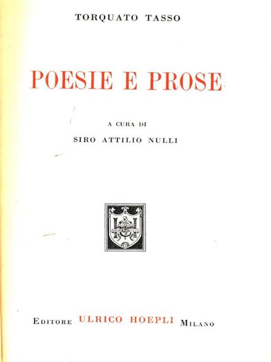 Poesie e prose - Torquato Tasso - copertina