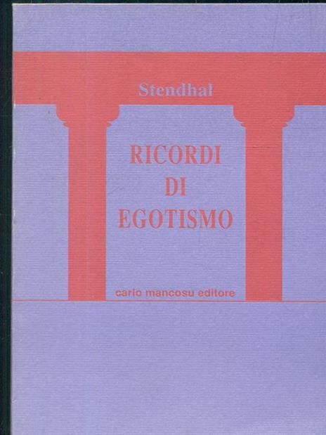 Ricordi di egotismo - Stendhal - copertina