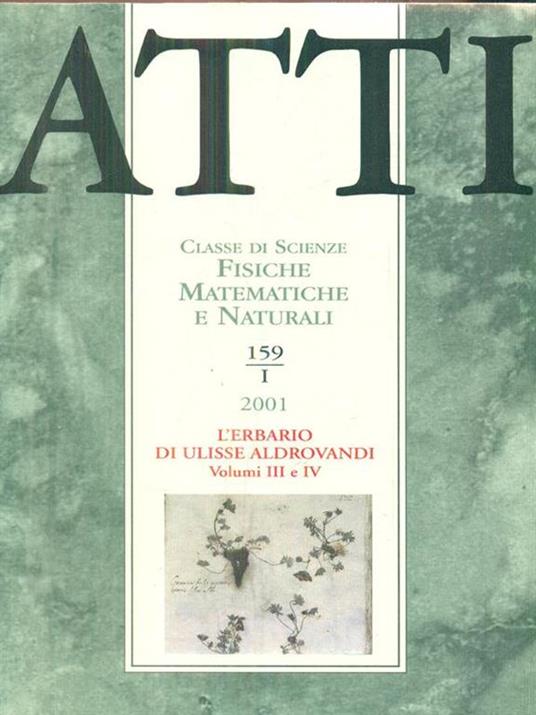 Atti. Classe di scienze fisiche matematiche e naturali 159/I. 2001 - copertina