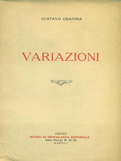 Variazioni - Gustavo Gravina - copertina