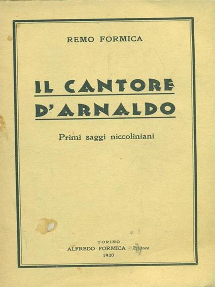 Il cantore d'Arnaldo - Remo Formica - copertina