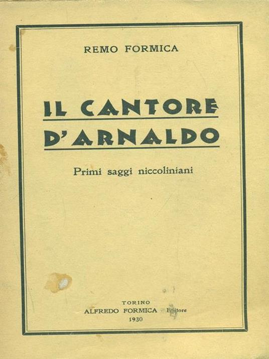 Il cantore d'Arnaldo - Remo Formica - copertina