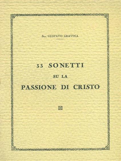 sonetti su la passionedi Cristo - Gustavo Gravina - copertina