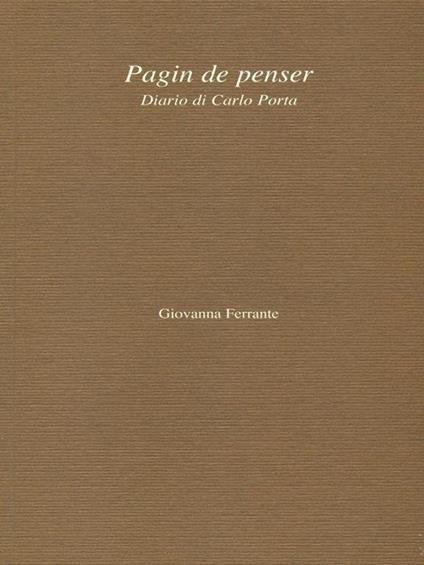 Pagin de penser - Carlo Porta - copertina