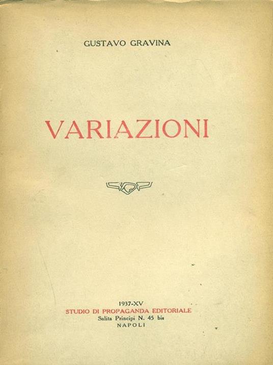 Variazioni - Gustavo Gravina - copertina