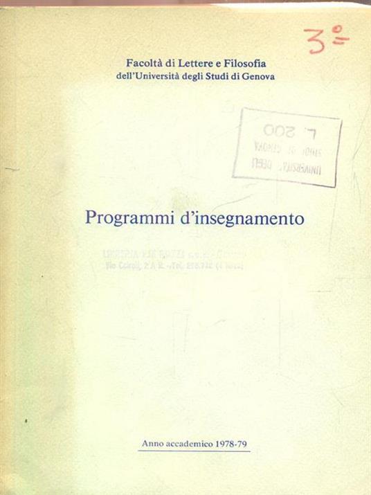 Programmi d'Insegnamento anno 1978/79 - copertina