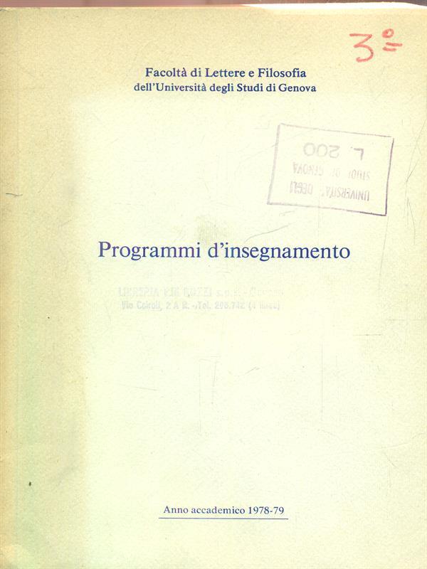 Programmi d'Insegnamento anno 1978/79