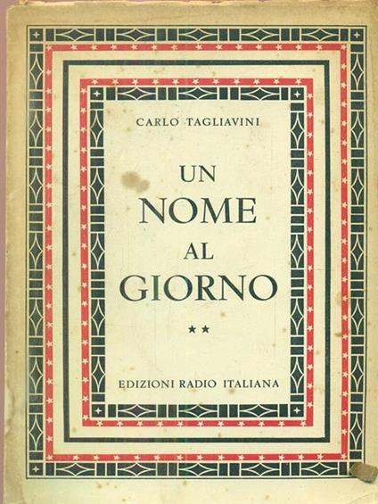 Un nome al giorno II - Carlo Tagliavini - copertina