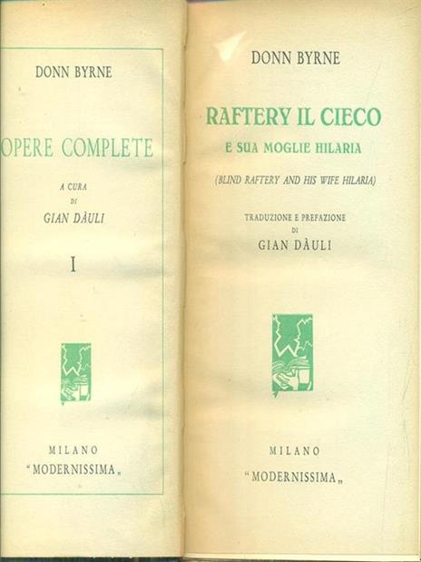 Raftery il cieco e sua moglieHilaria - Donn Byrne - copertina