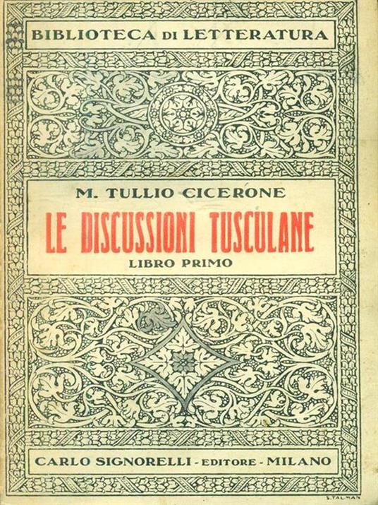 Le discussioni tusculane libro I - M. Tullio Cicerone - copertina