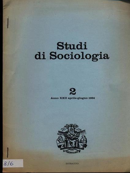 Studi di sociologia 2/aprile-giugno 1984. Estratto - copertina