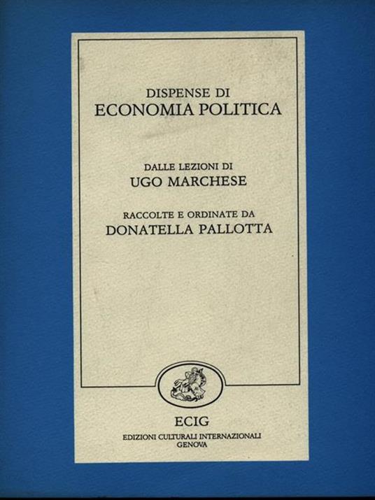 Dispense di economia politica - Angelo Marchese - copertina