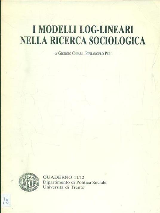 I modelli log-lineari nella ricerca sociologica - copertina