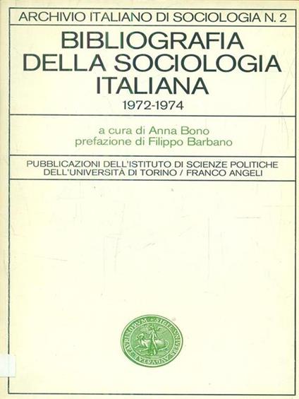 Bibliografia della sociologia italiana 1972-1974 - Anna Bono - copertina