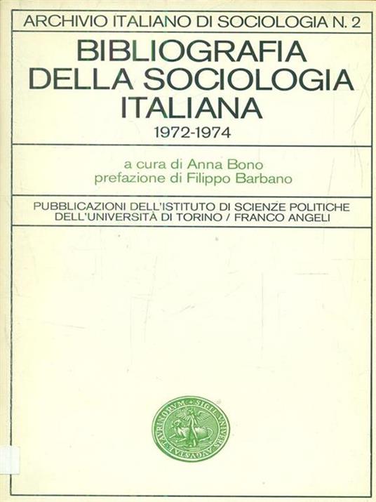 Bibliografia della sociologia italiana 1972-1974 - Anna Bono - copertina