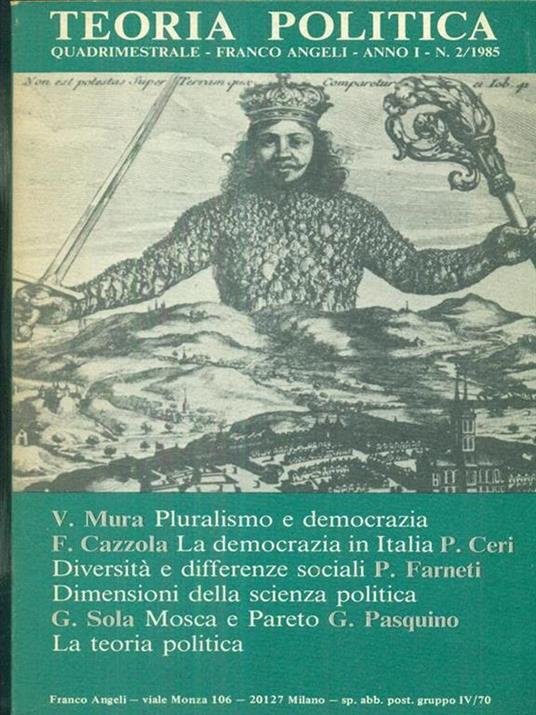 Teoria politica I-2 / 1985 - copertina