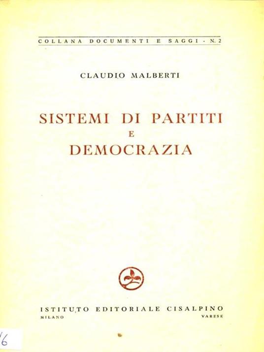 Sistemi di partiti e democrazia - Claudio Malberti - copertina
