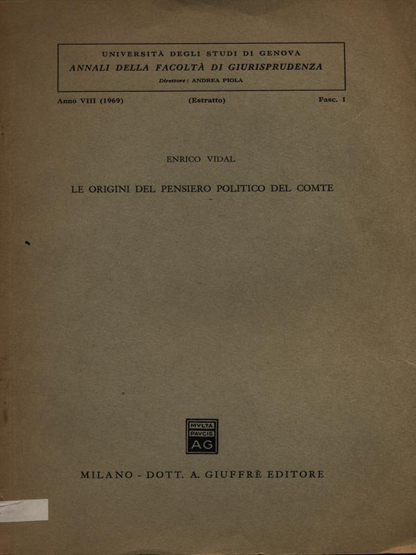 Le origini del pensiero politico del Comte. Estratto fasc. 1