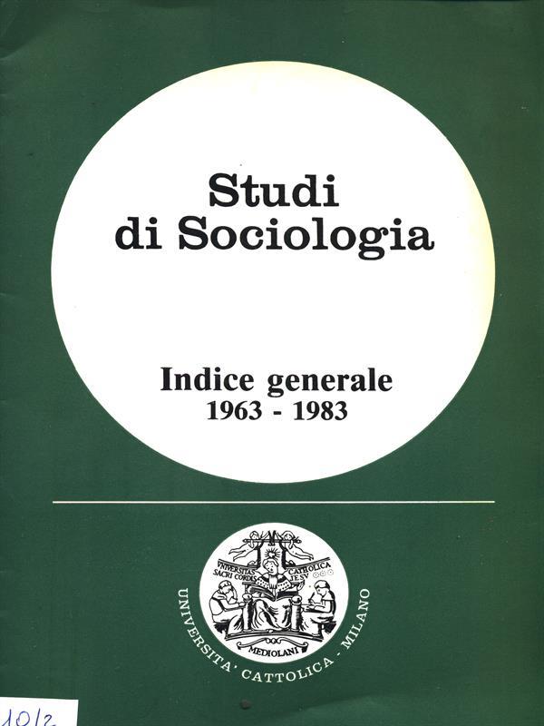 Studi di Sociologia. Indice generale 1963-1983
