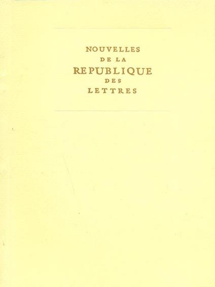 Nouvelles de la Republique des lettres1981. 2 - copertina