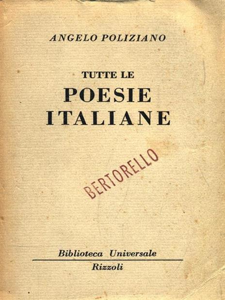 Tutte le poesie italiane - Angelo Poliziano - copertina