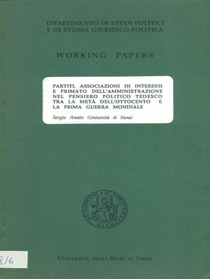 Working papers - Sergio Amato - copertina