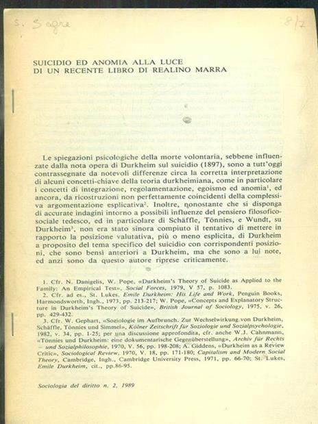 Suicidio ed anomia alla luce di un recente libro di realino Marra. Estratto - 5