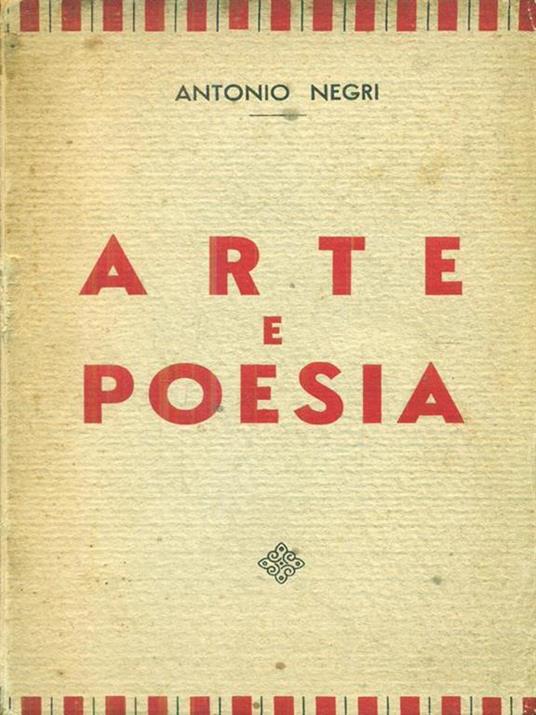 Arte e poesia - Antonio Negri - copertina