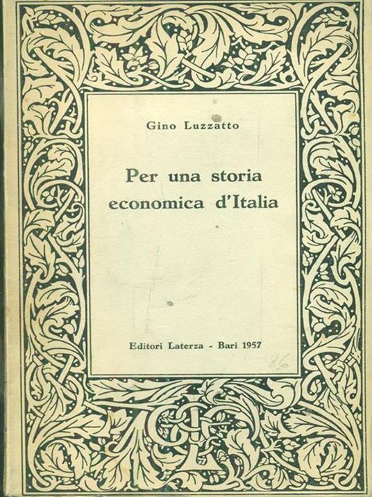 Per una storia economica d'Italia - Gino Luzzato - copertina