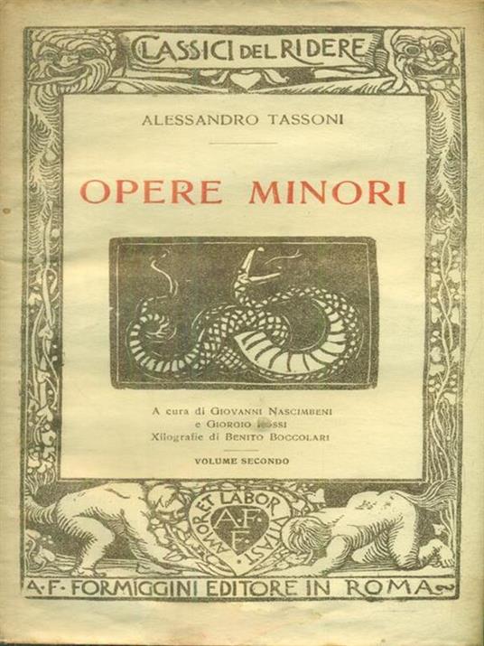 Opere minori II - Alessandro Tassoni - copertina