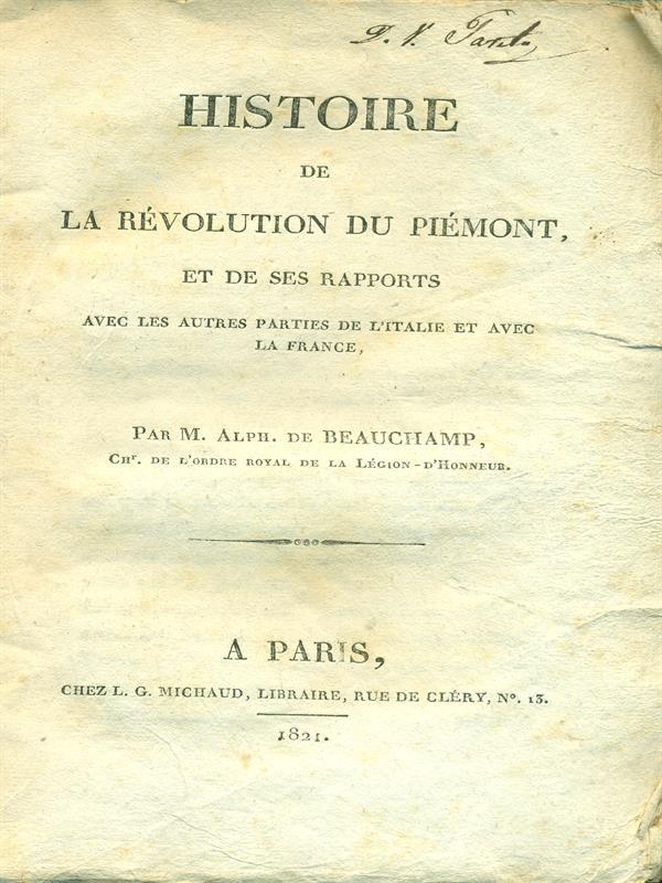 Histoire de la revolution du Piemont