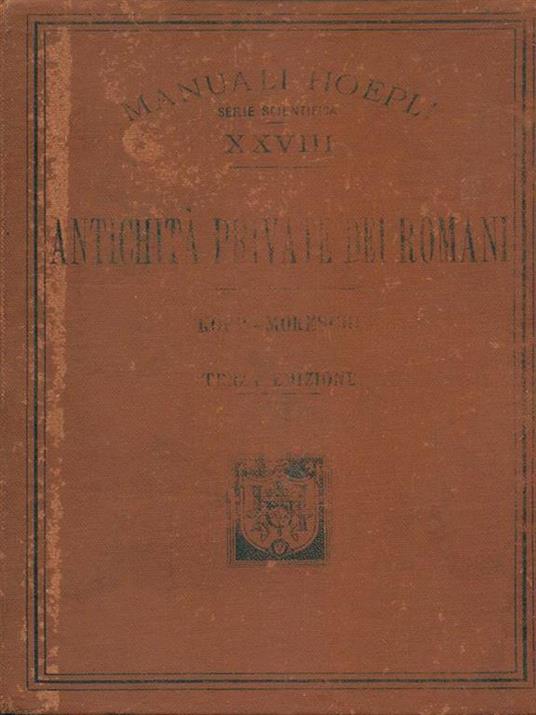 Antichità private dei romani - N Moreschi - copertina