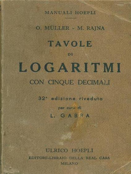 Tavole di logaritmi - Muller - copertina