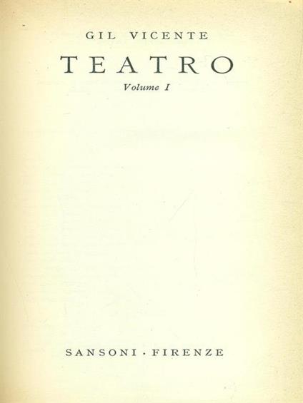 Teatro I-II - Gil Vicente - copertina