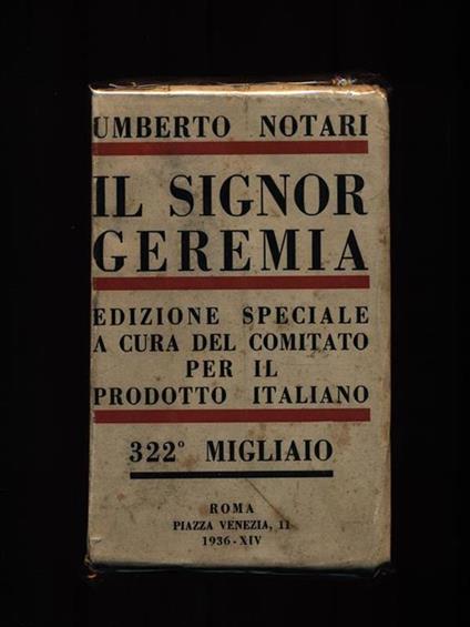 Il signor Geremia - Umberto Notari - copertina