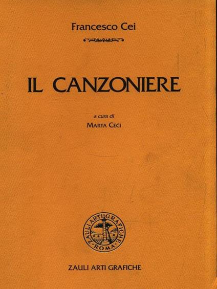 Il canzoniere - Francesco Cei - copertina