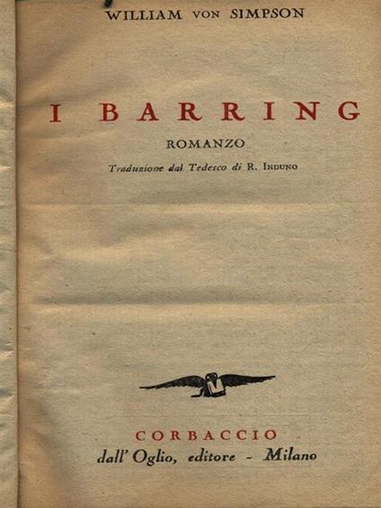 I Barring - William von Simpson - copertina