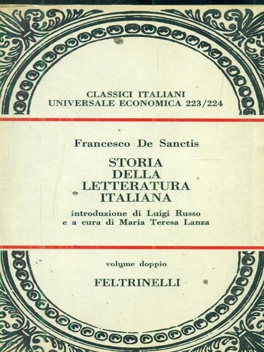 Storia della letteratura italiana. volume doppio - Francesco De Sanctis - copertina