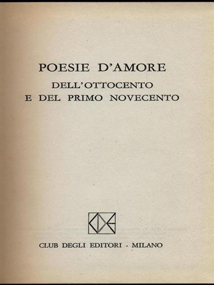 Poesie d'amore dell'ottocento e del primo novecento. - copertina