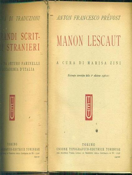 Manon lescaut - Antoine-François Prévost - copertina