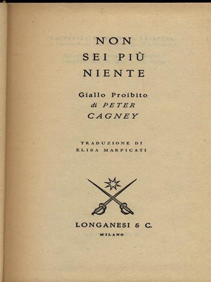 Non sei più niente - Peter Cagney - copertina