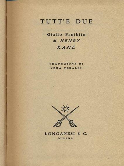 Tutt'e due - Henry Kane - copertina