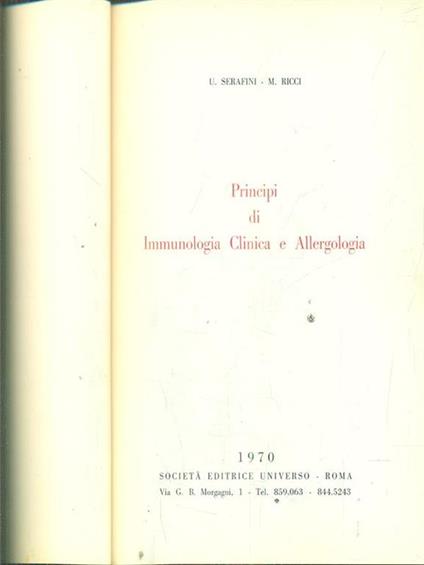Principi di immunologia clinica e allergologia - Filippo Serafini - copertina