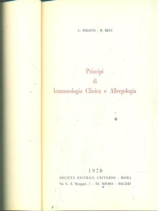 Principi di immunologia clinica e allergologia - Filippo Serafini - copertina